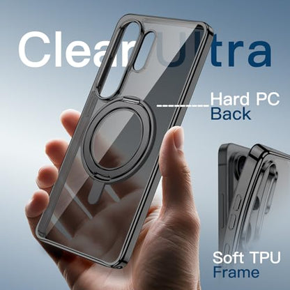 JETech 360° Rotatable Ring Stand Case for Samsung Galaxy S26 Ultra, Black | Compatible with MagSafe, Clear Back, Stand & Ring Holder, Shockproof Protection - color: Black, size: Galaxy S26 Ultra