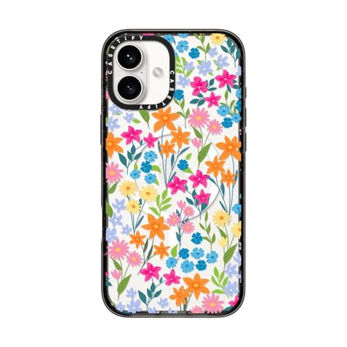 CASETiFY for iPhone 16 Plus Case - Impact Compatible with MagSafe | 8.2 ft. 4x Military Grade Drop Protection | bright spring flowers - daisy floral pattern | Black - color: 05. bright spring flowers, size: Iphone 16 Plus (6.7")