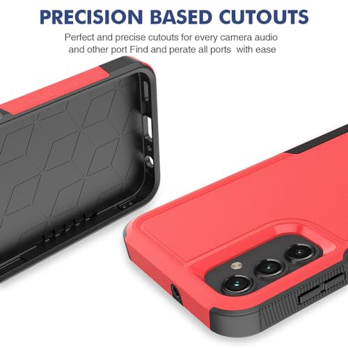for Galaxy A15 5G Phone Case, [Military Grade Drop Tested] with HD Screen Protector, Dual Layer Protective Heavy Duty Cell Phone Cover Non-Slip Shockproof Rugged Case for Samsung Galaxy A15 5G (Red) - color: Red