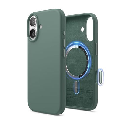 elago Premium Magnetic Silicone Case for iPhone 17 Midnight Green | Compatible with MagSafe, Liquid Silicone Material, Protection, Shockproof, Slim Phone (Midnight Green) - color: Midnight Green, size: iPhone 17