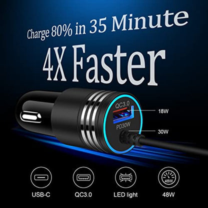 Type C Car Charger Adapter Plug USB C 48W USB Charger+USB C Cable Fast Charging Compatible for Motorola Razr/Razr+/Razr 40 50 Ultra/Edge 2024/Edge+/Edge 5G UW/G Power/G Stylus 5G 2024/5G 2024/G Play