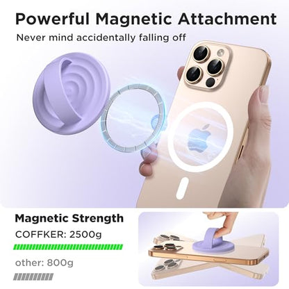 Magnetic Phone Grip for MagSafe, Silicone Ring Grip, Lilac Purple - color: Lilac Purple