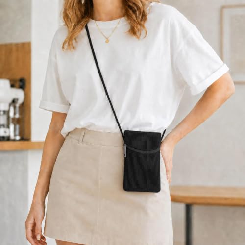 Small Crossbody Women Cell Phone Purse Wallet Bag With Shoulder Strap - color: Black/Corduroy