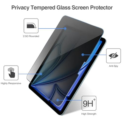 ProCase 1 Pack Privacy Screen Protector for iPad Air 11 inch (M4) 2026 / 7th (M3) 2025 / 6th (M2) 2024, Anti-Spy Tempered Glass Film for iPad Air 11" - size: iPad Air 11" (M4)2026 / (M3) 2025 / (M2) 2024