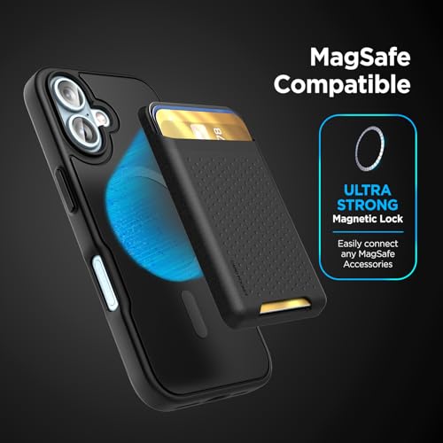 ENCASED Magnetic Card Case for iPhone 16 Plus with Removable Wallet Holder (Compatible with MagSafe) Black - size: iPhone 16 Plus