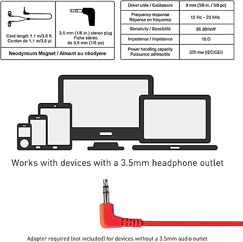Panasonic Ergofit in-Ear Earbud Headphones Matte Black/Red (RP-HJE120-KB) - color: Matte Black/RED, size: S/M/L, style: No Mic