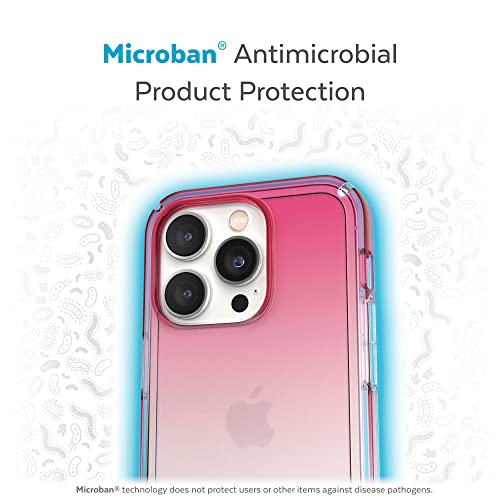 Speck Clear iPhone 14 Pro Max Case - Drop Protection, Scratch Resistant Dual Layer Slim Phone Case for 6.7 Inch iPhones - Anti-Yellowing & Anti-Fade Case - Ombre Digital Pink Fade/Clear GemShell - color: Digital Pink Fade