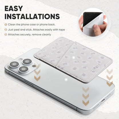 VULKIT Phone Card Holder Wallet Leather Adhesive Pocket RFID Blocking Credit Card Sleeves Stick Back of Phone Smartphones - color: Leopard