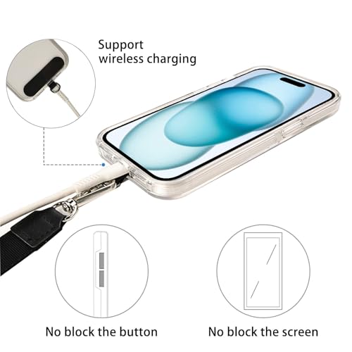 MOLOPPO Long Phone Lanyard for Smartphone, Adjustable Crossbody Strap-Black - color: H1-black