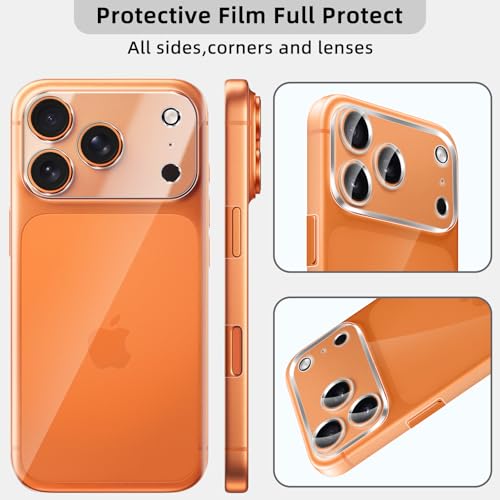 [2+2 Pack Flexible Back Screen Protector + Tempered Glass Camera Lens Protector for iPhone 17 Pro Max, HD Clear Anti Scratch Self-Healing Not Glass Full Wrapped Edge Soft TPU Hydrogel Film