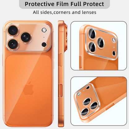 [2+2 Pack Flexible Back Screen Protector + Tempered Glass Camera Lens Protector for iPhone 17 Pro Max, HD Clear Anti Scratch Self-Healing Not Glass Full Wrapped Edge Soft TPU Hydrogel Film