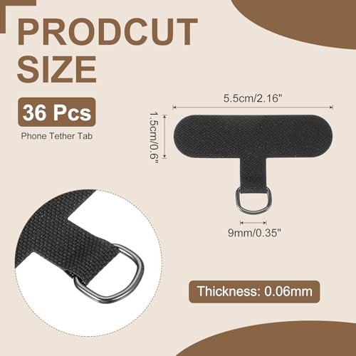 uxcell 36pcs Phone Tether Tab Universal Phone Lanyard Patch Black - color: Black