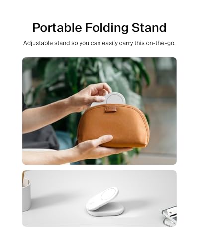 Belkin Qi2 15W Magnetic Wireless Charger, 2 in 1 Foldable, Non-Slip - color: White