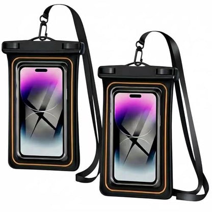 2-Pack IPX8 Floating Waterproof Phone Pouch, Dry Bag with Lanyard, Fits up to 7.2”, Compatible with iPhone 16/15/14/13 Pro Max, Galaxy S25/S24 Ultra, Pixel for Snorkeling, Kayaking(Black-Black) - color: Black /Black