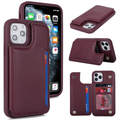iCoverCase Compatible with iPhone 11 Pro Phone Case with Card Holder, Wallet Case for Women Men RFID Blocking PU Leather Protective Case 5.8 Inch (Wine Red) - color: Wine Red