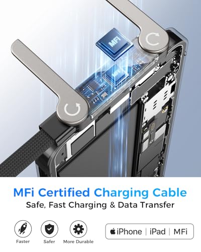 USB C to Lightning Cable with Stand, MFi Certified 2-in-1 Invisible Holder Charger Cable, 30W Lightning Flat Cable 90 Degree for iPhone 14-5/iPad, Sideways Phone Charger Cord for Gaming, Office, Home