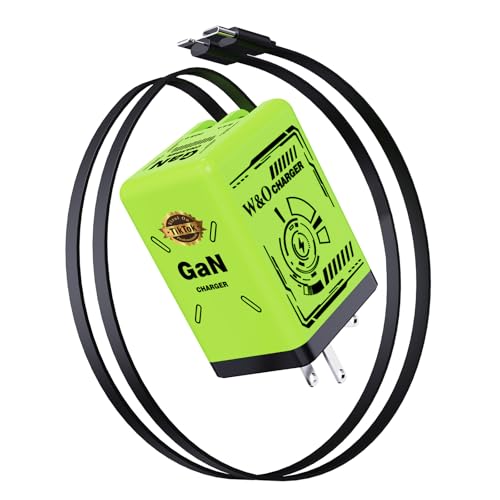 W & O 2-in-1 gan Compatible with Fast Charger,Retractable Phone Charger with Cables,45W iPhone Charger Fast Charging,Fast Charger for iPhone16/15/14/13 Series, Galaxy S25/24,Android and More（Green） - color: Evergreen