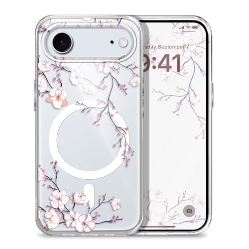 for iPhone 17 Air Case, Ultra Thin Magnetic Hard Clear Compatible with MagSafe for iPhone 17 Air Phone Cover 6.5 inch, Plum Blossom - color: Plum Blossom, size: for iPhone 17 Air