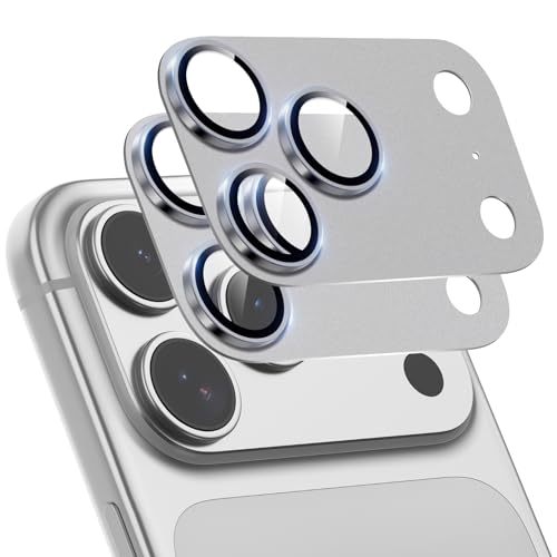 2-Pack for iPhone 17 Pro Camera Lens Protector - [Not Easy to Break] [Strong Adsorption] [Case-Friendly] Metal Aluminum Alloy Tempered Glass Rear Camera Screen Protector - Silver - size: 17 Pro Silver