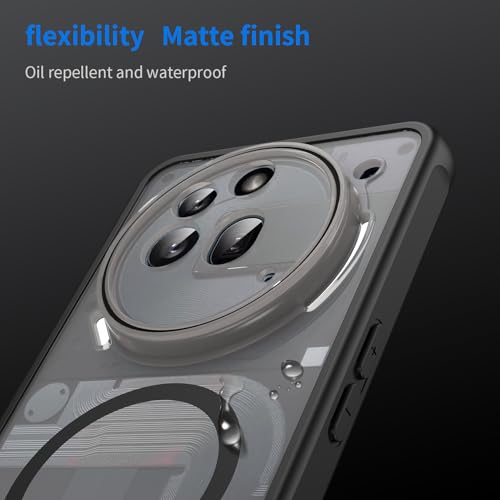 Asuwish Phone Case for Nothing Phone (3a) Pro, Compatible with Magsafe Magnetic, Translucent Matte Anti-Fingerprint Back, Military Grade DropProof Shockproof Protective Cell Cover 3 a Women Men Black - color: Black