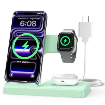GETPALS Wireless Charger Phone Charging Station for Apple Multiple Devices - color: Light Green