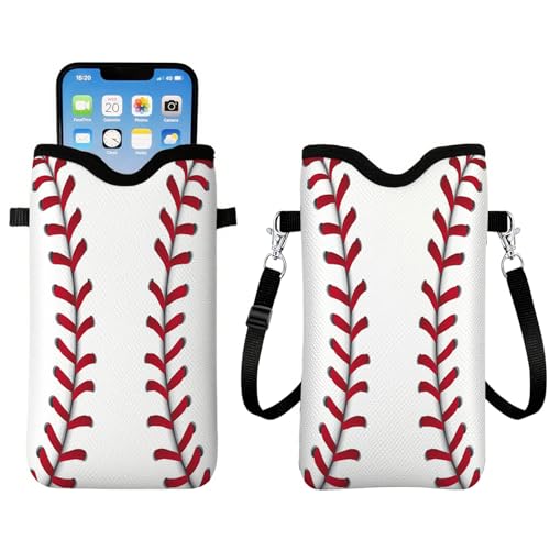 Baseball Neoprene Cell Phone Sleeve Pouch Case Bag for Men Women, Lightweight Sleeve with Crossbody Strap/Neck Lanyard, Crossbody Bags Baseball Phone Bag, 7.1 X 3.9 inch - color: Baseball1