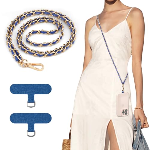 TiMOVO Phone Lanyard Metal Chain Crossbody, Sapphire Blue - color: Sapphire Blue, size: Standard