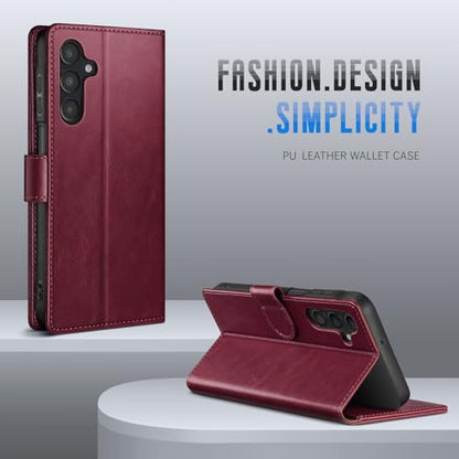 Wallet Case for Samsung Galaxy A16 5G, Wine Red | RFID-Blocking Card Holder, Kickstand, Magnetic Closure, PU Leather Folio Flip Cover, Protective Women Men Cases - color: Wine Red, size: SamsungGalaxy A16