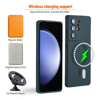 Magnetic for Samsung Galaxy S20 FE Case,Soft Silicone Samsung Galaxy S20 FE Phone Case with Camera Protection,Slim Fit Anti-Scratch Samsung S20 FE Case Cover Compatible with MagSafe,Green - color: Green, size: S20 FE