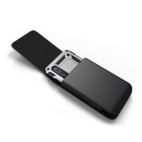 Mobile Vogue by Reiko Premium Eco-Friendly Leather Phone Pouch Belt Clip Holster Compatible with iPhone/Galaxy/Stylo/Android Phone with Protective Case on (Black-MV385, 6.1 x 3.2 x 0.7 in)