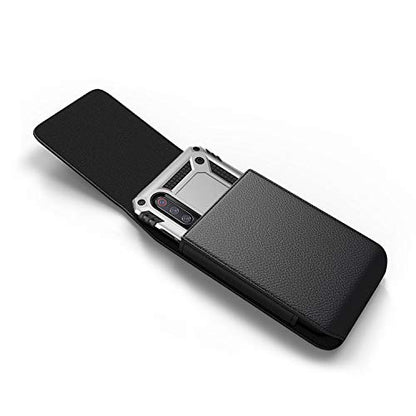 Mobile Vogue by Reiko Premium Eco-Friendly Leather Phone Pouch Belt Clip Holster Compatible with iPhone/Galaxy/Stylo/Android Phone with Protective Case on (Black-MV385, 6.1 x 3.2 x 0.7 in)
