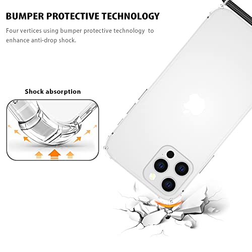 for iPhone 14 Pro Clear Case Adjustable Shoulder Neck Lanyard Crossbody Strap Phone Cover Women Girls Soft Slim Thin Bumper Shockproof Protective Mobile Case for iPhone 14 Pro - Black - size: for iPhone 14 Pro