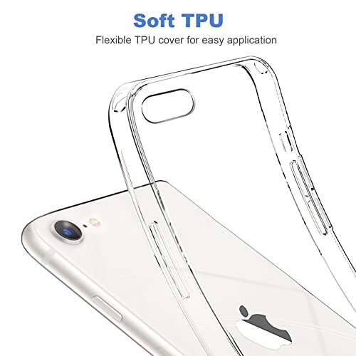 JJGoo Compatible with iPhone SE Case 2022/2020, Compatible with iPhone 7 8 Case Clear Soft Transparent Shockproof Protective Slim Thin Bumper Phone Cover - color: Clear