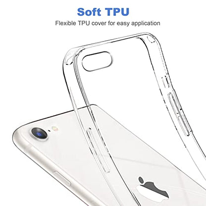 JJGoo Compatible with iPhone SE Case 2022/2020, Compatible with iPhone 7 8 Case Clear Soft Transparent Shockproof Protective Slim Thin Bumper Phone Cover - color: Clear