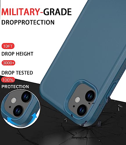 Diverbox for iPhone 12 case [Shockproof] [Dropproof] [Tempered Glass Screen Protector],Heavy Duty Protection Phone Case Cover for Apple iPhone 12 (Blue-2in1) - color: Blue-2in1