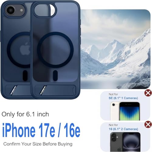 Eastinbox Magnetic iPhone 17e & 16e Case with Stand, Blue | Shockproof, Compatible with MagSafe, Military-Grade Protection, Anti-Yellowing, Phone Case for iPhone 17 e/16 e 6.1" - color: Stand Blue