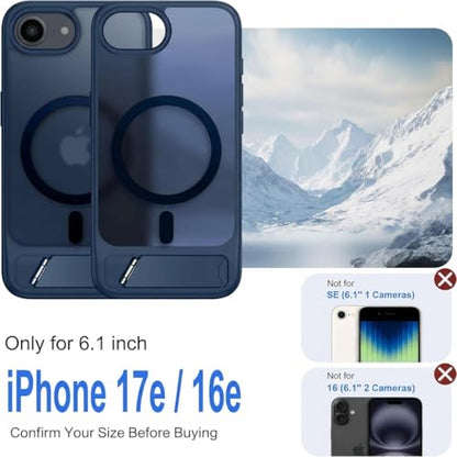 Eastinbox Magnetic iPhone 17e & 16e Case with Stand, Blue | Shockproof, Compatible with MagSafe, Military-Grade Protection, Anti-Yellowing, Phone Case for iPhone 17 e/16 e 6.1" - color: Stand Blue