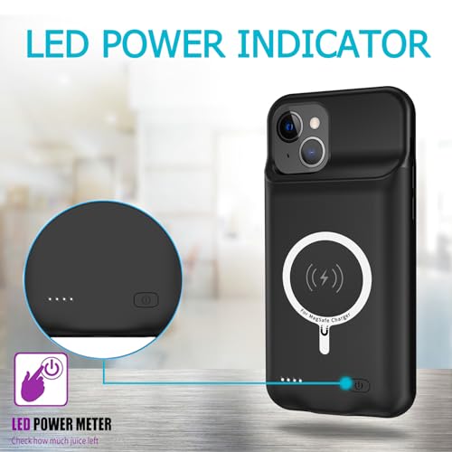 Battery Case for iPhone 14, Upgraded10000mAh High Capacity Rechargeable Portable Protective Extended Charger Case Wireless Charging Compatible with iPhone 14 (6.1 inch) Charging Cover& Carplay (Black) - size: iPhone 14 (6.1 inch)