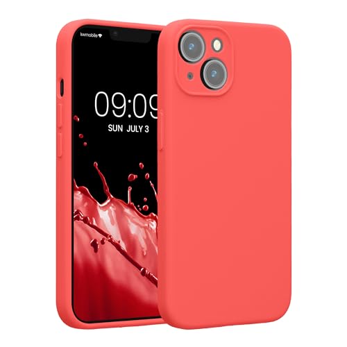 kwmobile Case Compatible with Apple iPhone 14 Case - Slim TPU Silicone Phone Cover - Soft Touch Finish - Neon Coral - color: neon coral, size: iPhone 14