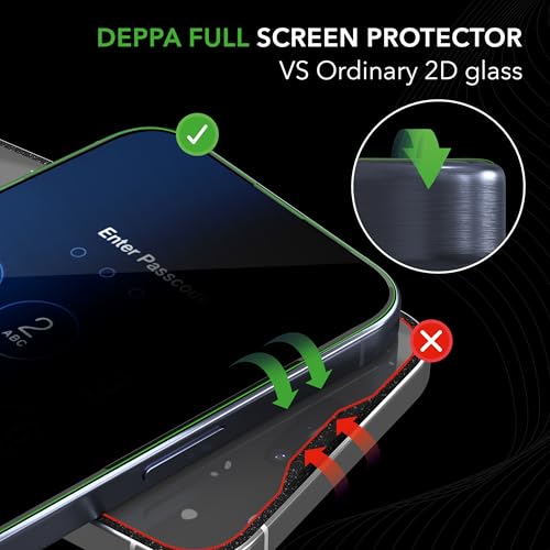 Deppa | 2-Pack | Privacy Screen Protector for iPhone 15, iPhone 16 (6.1") Bubble-Free | 9H Tempered Glass | Full Coverage | Easy Install - size: iPhone 15/iPhone 16 (6.1")