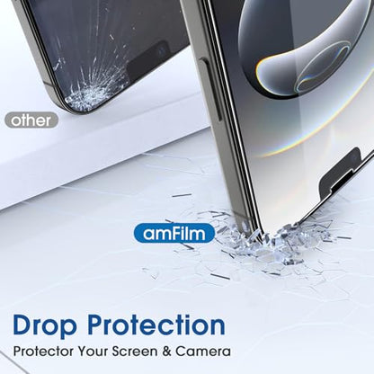 amFilm OneTouch for iPhone 17e / iPhone 16e Screen Protector Tempered Glass - size: IPH16e-6.1”