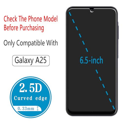 2 Pack Screen Protector for Samsung Galaxy A25 5G Tempered Glass - color: Clear-Galaxy A25 5G