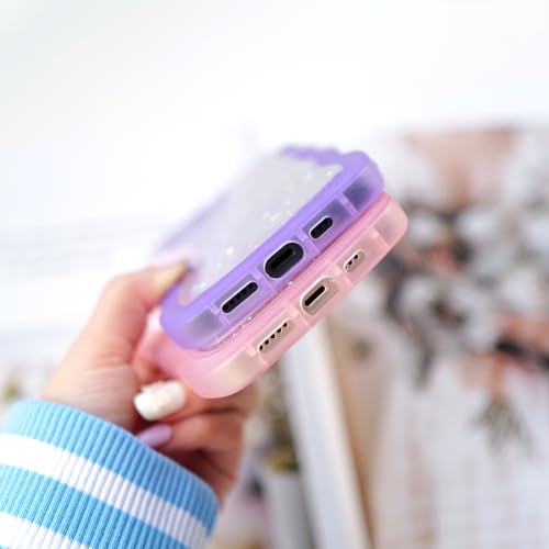Glitter case for iPhone 13/14 Wavy Edge Black | Bling Sparkle Glitter，Wavy Edge，Full Protection Soft TPU，Kawaii Cute Phone Case for Women Girls - color: Black