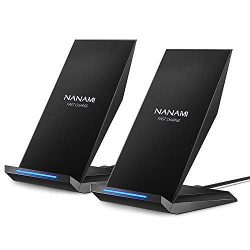 Fast Wireless Charger, [2 Pack] NANAMI Wireless Charging Stand Compatible with iPhone 18 Pro/18 Pro Max/17/17 Air/17 Pro/16/15/14, Desktop Nightstand Phone Charger Dock for Galaxy S26/S26+/S25/S24/S23 - color: Black/Black