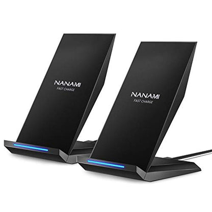 Fast Wireless Charger, [2 Pack] NANAMI Wireless Charging Stand Compatible with iPhone 18 Pro/18 Pro Max/17/17 Air/17 Pro/16/15/14, Desktop Nightstand Phone Charger Dock for Galaxy S26/S26+/S25/S24/S23 - color: Black/Black