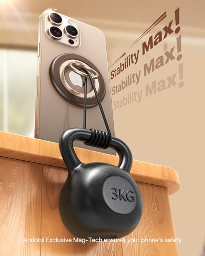 andobil 2026 3rd Gen Stability Magnetic Phone Ring Grip for MagSafe, Brown - color: Brown