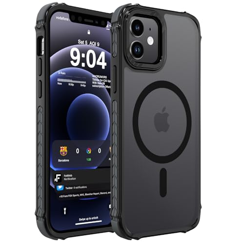 DEERLAMN Strong Magnetic Case for iPhone 12/12 Pro 6.1-Inch,[Compatible with Magsafe][Military Grade Drop Protection] Translucent Matte Shockproof Protective Phone Cover-Frosted Black - color: Black, size: for iPhone 12/12 Pro 6.1-Inch