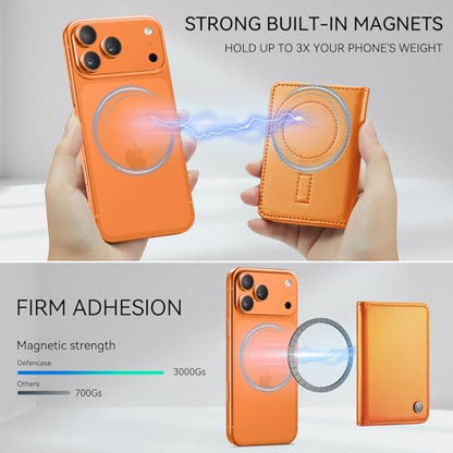 Defencase for Magsafe Wallet Magnetic Card Holder RFID Blocking, Orange - color: Fashion Orange