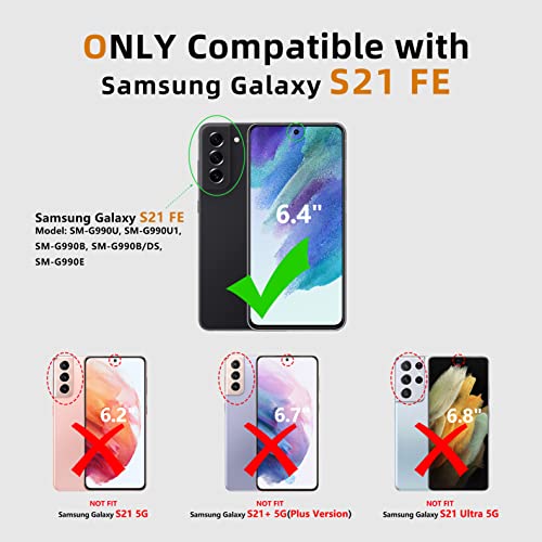for Samsung Galaxy S21-FE Phone Case: Dual-Layer Military Grade Drop Proof Full Protection Cover with Kickstand | Durable Rugged Shockproof TPU Matte Textured Tough Protective Bumper Shell (Blue) | Rugged Kickstand, Military-Grade Drop Protection, Matte T