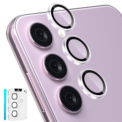 CloudValley [3 Pcs for Samsung Galaxy S24 / S23 / S23 Plus Camera Lens Protector, 9H Tempered Glass Individual Lens Screen Protective Ring 5G, Clear - color: Clear